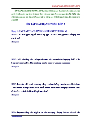 Đề ôn tập các dạng Toán Lớp 3